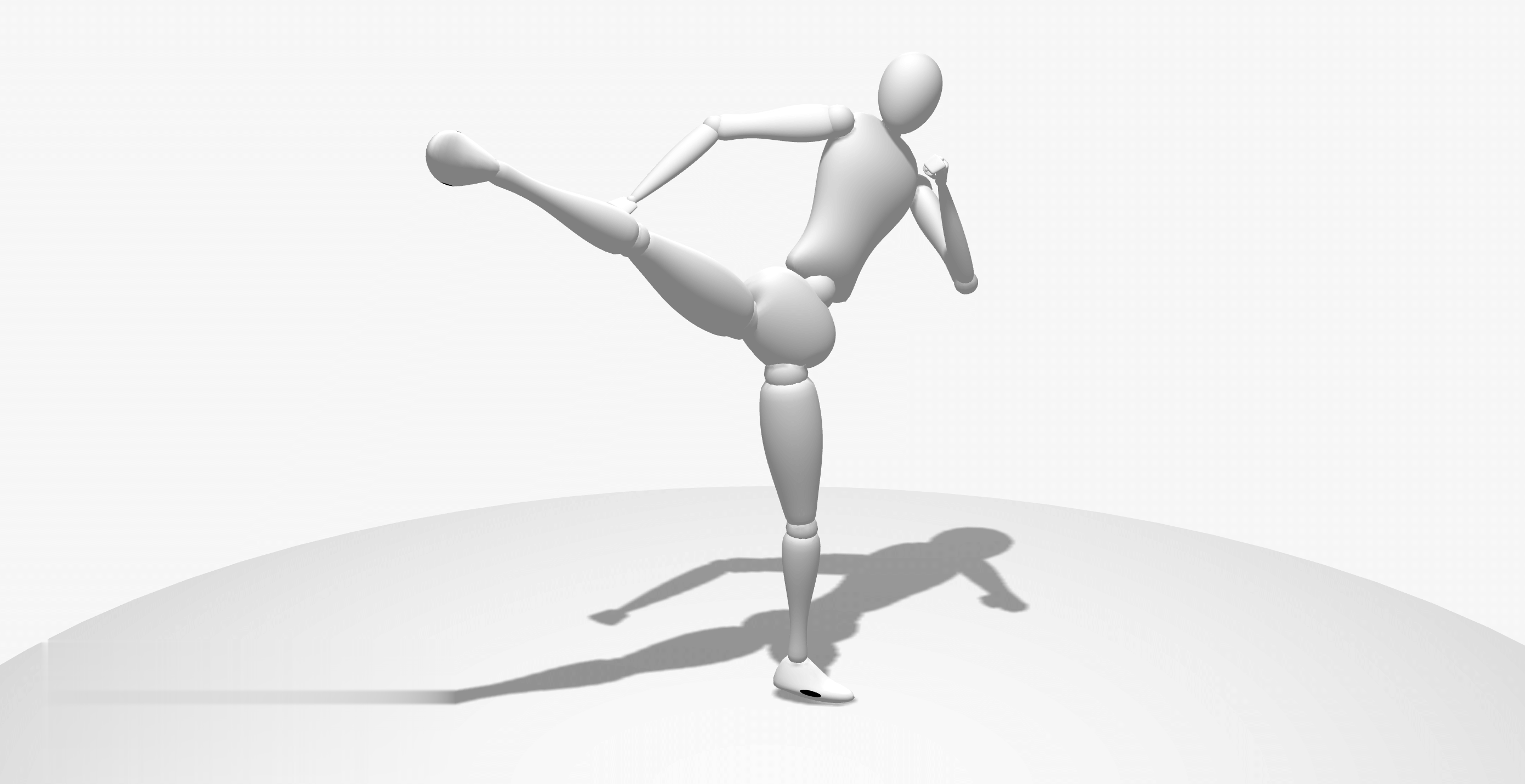 High kick action pose reference image
